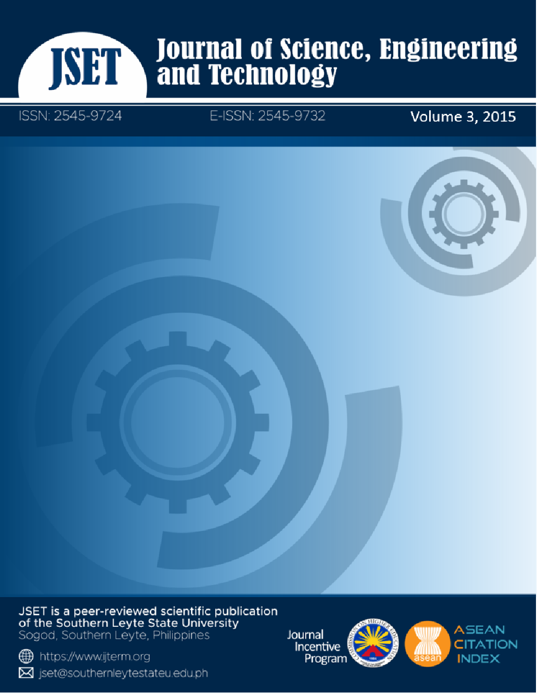 					View Vol. 3 No. 1 (2015): Journal of Science, Engineering and Technology
				