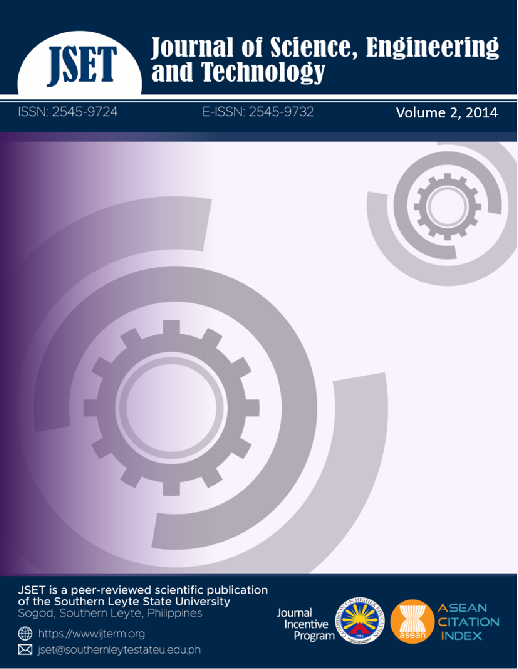 					View Vol. 2 No. 1 (2014): Journal of Science, Engineering and Technology
				
